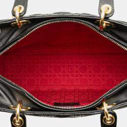 Pre Owned Dior Black Large Lambskin Cannage Lady Dior