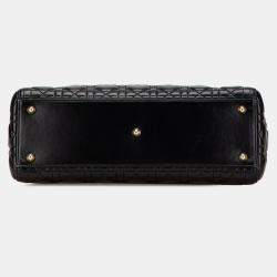 Pre Owned Dior Black Large Lambskin Cannage Lady Dior