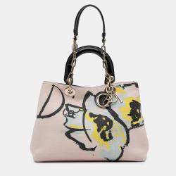 Pre Owned Dior Pink Limited Edition Medium Canvas Floral Printed Diorissimo Satchel