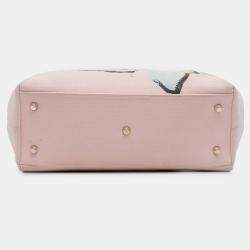 Pre Owned Dior Pink Limited Edition Medium Canvas Floral Printed Diorissimo Satchel
