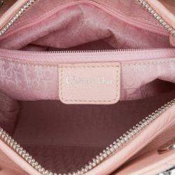 Pre Owned Dior Pink Medium Calfskin Cannage Stitched Lady Dior