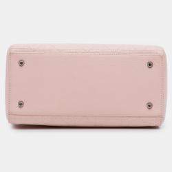 Pre Owned Dior Pink Medium Calfskin Cannage Stitched Lady Dior