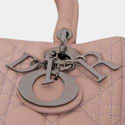 Pre Owned Dior Pink Medium Lambskin Cannage Lady Dior