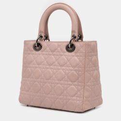 Pre Owned Dior Pink Medium Lambskin Cannage Lady Dior