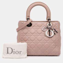 Pre Owned Dior Pink Medium Lambskin Cannage Lady Dior