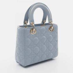 Pre Owned Christian Dior Dior Lady Small Cannage Blue Leather Handbag 