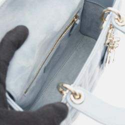 Pre Owned Christian Dior Dior Lady Small Cannage Blue Leather Handbag 
