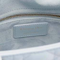 Pre Owned Christian Dior Dior Lady Small Cannage Blue Leather Handbag 