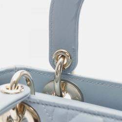 Pre Owned Christian Dior Dior Lady Small Cannage Blue Leather Handbag 