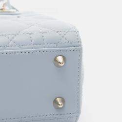 Pre Owned Christian Dior Dior Lady Small Cannage Blue Leather Handbag 