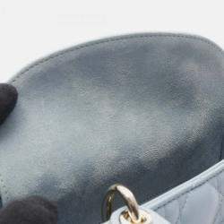 Pre Owned Christian Dior Dior Lady Small Cannage Blue Leather Handbag 