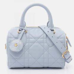 Pre Owned Christian Dior Dior Groove 20 Macrocannage Handbag Leather Blue