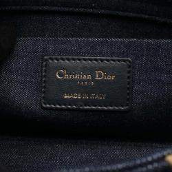 Pre Owned Christian Dior Dior Lady D-Joy Medium Handbag Denim Navy Brown