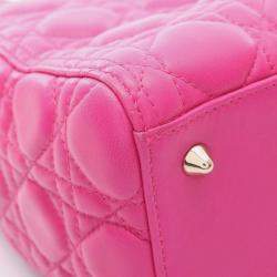 Pre Owned Christian Dior Dior Lady Cannage Handbag Leather Pink