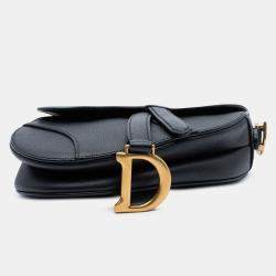 Pre Owned Dior Black Mini Grained Calfskin Saddle Bag