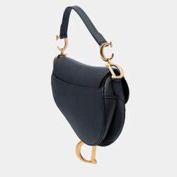 Pre Owned Dior Black Mini Grained Calfskin Saddle Bag