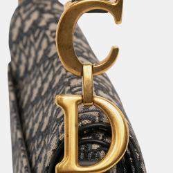 Pre Owned Dior Blue Oblique Canvas Saddle Bag