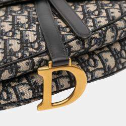 Pre Owned Dior Blue Oblique Canvas Saddle Bag