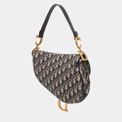 Pre Owned Dior Blue Oblique Canvas Saddle Bag