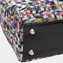 Pre Owned Dior Mini Multicolor Metallic Fabric and Patent Leather Lady Dior