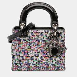 Pre Owned Dior Mini Multicolor Metallic Fabric and Patent Leather Lady Dior