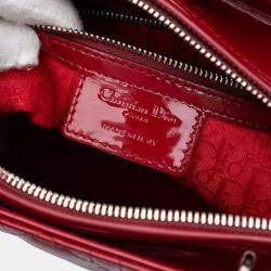 Pre Owned Dior Red Large Patent Cannage Lady Dior