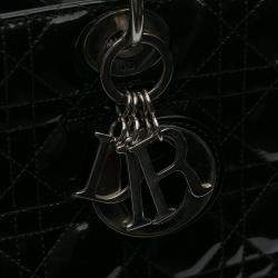 Pre Owned Dior Black Large Patent Cannage Lady Dior