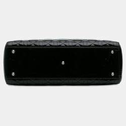 Pre Owned Dior Black Large Patent Cannage Lady Dior