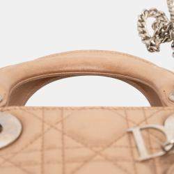 Pre Owned Dior Gold Mini Iridescent Lambskin Cannage Lady Dior