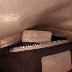 Pre Owned Dior Gold Mini Iridescent Lambskin Cannage Lady Dior