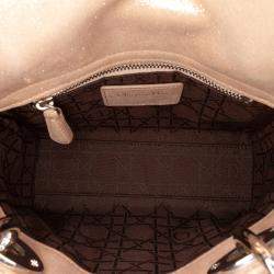 Pre Owned Dior Gold Mini Iridescent Lambskin Cannage Lady Dior