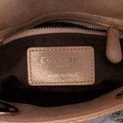 Pre Owned Dior Gold Mini Iridescent Lambskin Cannage Lady Dior