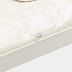 Pre Owned Dior White Small Patent Cannage Lady D Joy