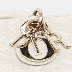 Pre Owned Dior White Small Patent Cannage Lady D Joy
