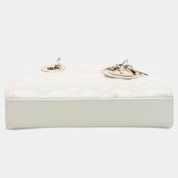 Pre Owned Dior White Small Patent Cannage Lady D Joy