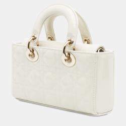 Pre Owned Dior White Small Patent Cannage Lady D Joy