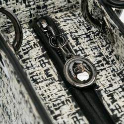 Pre Owned Dior White Medium Tweed Lady Dior