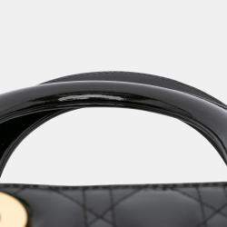 Pre Owned Dior Black Large Patent Cannage Lady Dior
