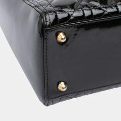 Pre Owned Dior Black Large Patent Cannage Lady Dior