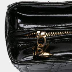 Pre Owned Dior Black Large Patent Cannage Lady Dior