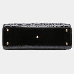 Pre Owned Dior Black Large Patent Cannage Lady Dior
