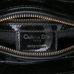 Pre Owned Dior Black Medium Patent Cannage Lady Dior