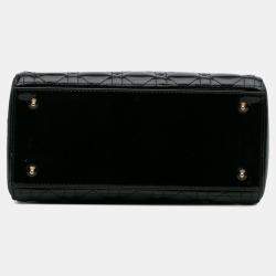 Pre Owned Dior Black Medium Patent Cannage Lady Dior
