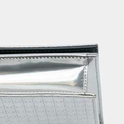 Pre Owned Dior Silver Metallic Patent Microcannage Lady Dior Croisiere Chain Clutch