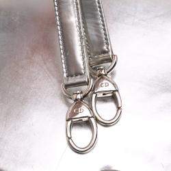 Pre Owned Dior Silver Medium Metallic Patent Lady Dior