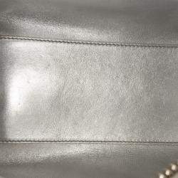Pre Owned Dior Silver Medium Metallic Patent Lady Dior