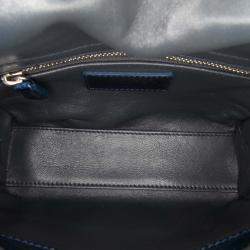 Pre Owned Dior Blue Mini Metallic Patent Microcannage Lady Dior