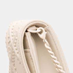 Pre Owned Dior White Small Ultra Matte Studded Calfskin Diorama Wallet on Chain