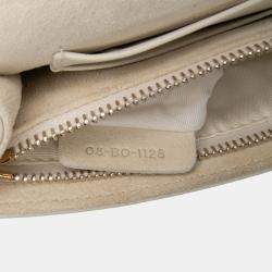 Pre Owned Dior White Small Ultra Matte Studded Calfskin Diorama Wallet on Chain