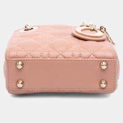 Pre Owned Dior Nude Micro Lady Dior Lambskin Cannage Bag